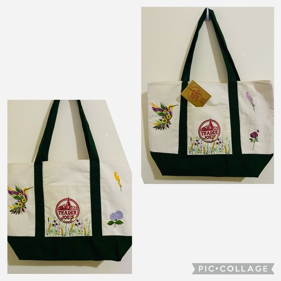 Embroidered Trader Joe’s Canvas Tote | Boho Reusable Market Bag | Gift Idea - Picture 6 of 9